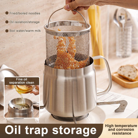 2-in-1 304 Stainless Steel Multifunctional Oil Strainer Pot