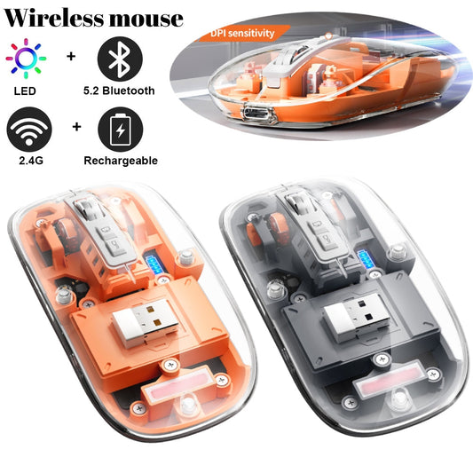 Rechargeable wireless Bluetooth mouse with transparent shell